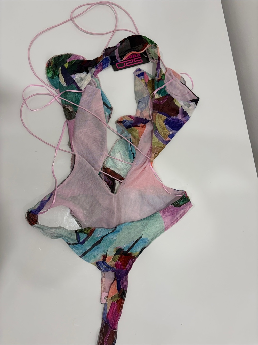 Floral Multi-Color Ruffle-Trim Bodysuit - Women's - Picture 5 of 5